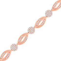 Marquise and Round Design Pave Set Bracelet in 9ct Red Gold